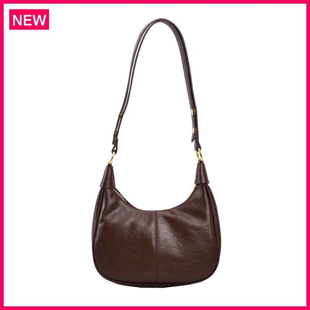Small Hobo Shoulder Bag PU Leather Adjustable Strap Crossbody Purse